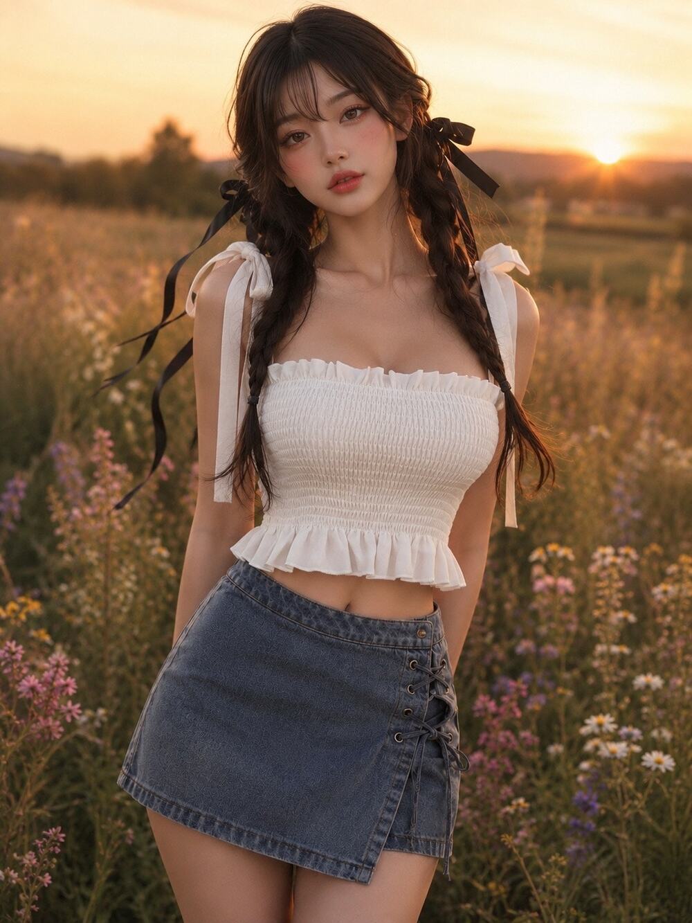 Enchanted by You floaty smocked flutter tie strap crop top